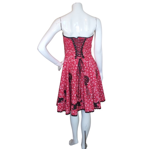 Vintage Rockabilly Red Bandana Western Dress Strapless Cowgirl Rodeo 50s Style - Picture 6 of 13